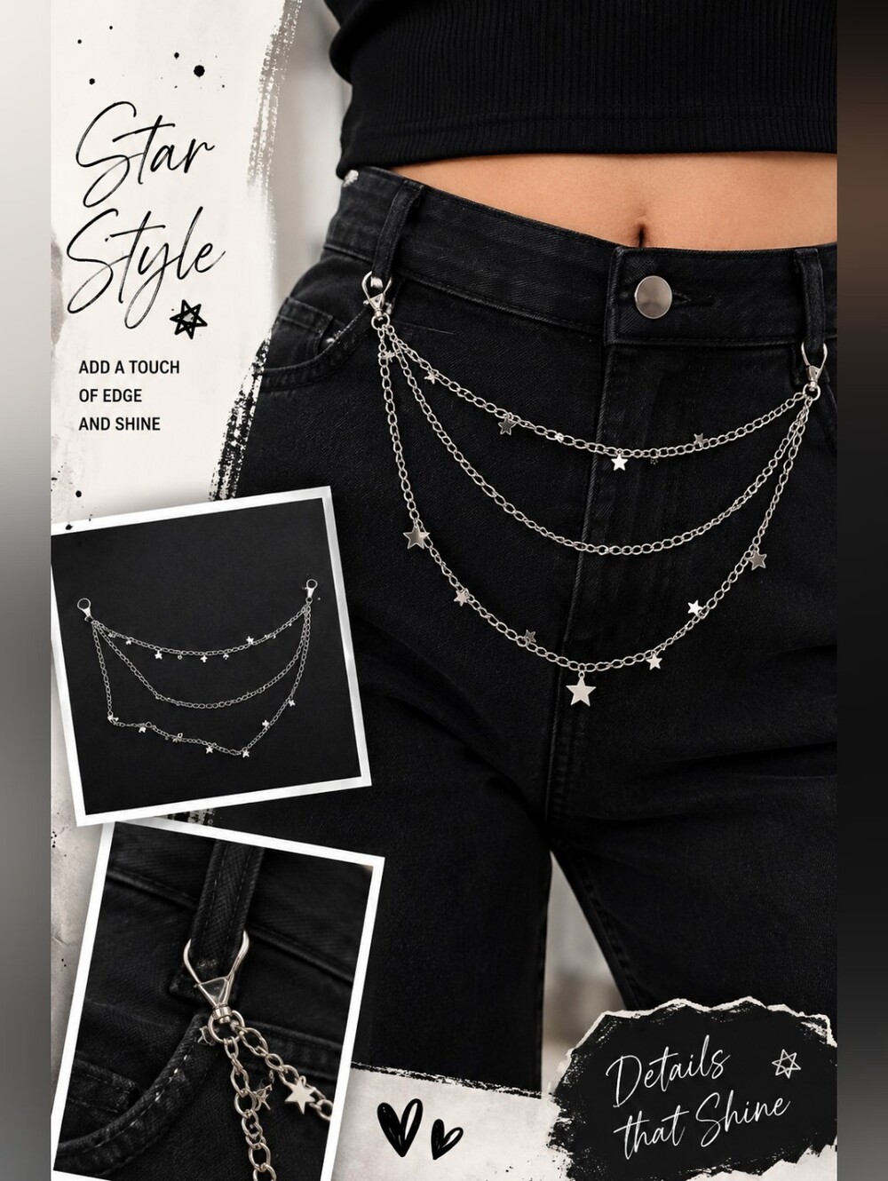 Silver Star Multi Layer Chain Waist Necklace